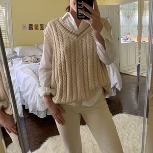 Oversized cream sweater vest